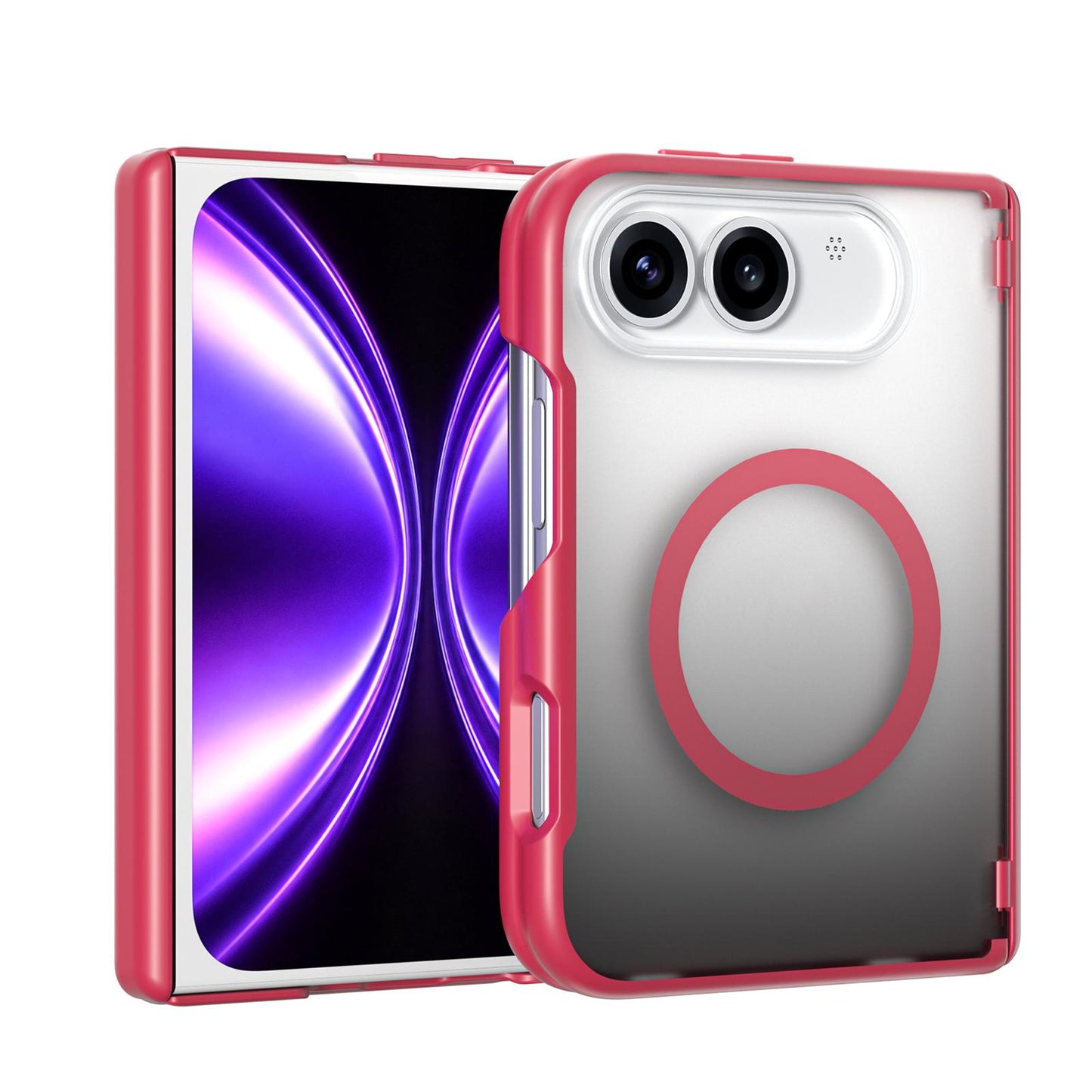 For iPhone Fold Spring Hinge Protection Magnetic Phone Case(Cherry Red)