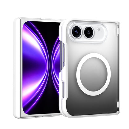 For iPhone Fold Spring Hinge Protection Magnetic Phone Case(White)