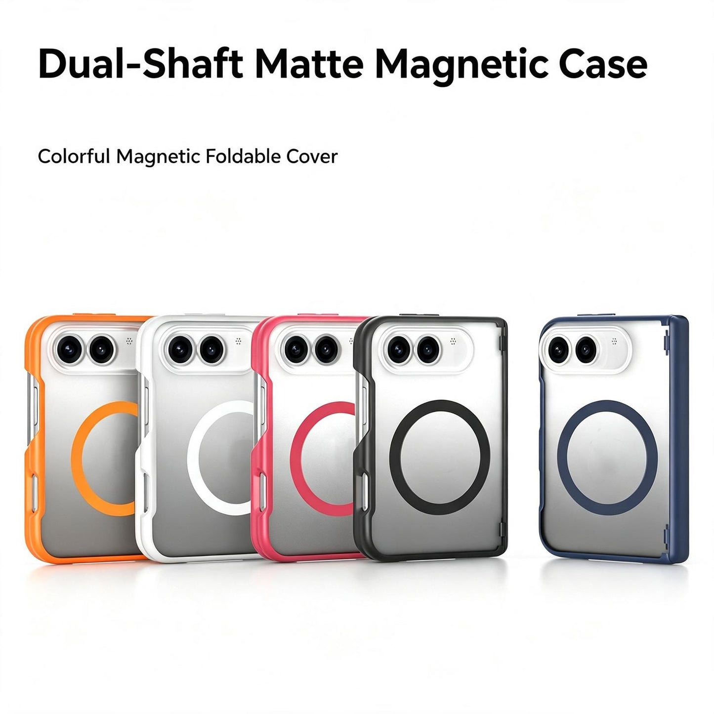 For iPhone Fold Spring Hinge Protection Magnetic Phone Case(White)