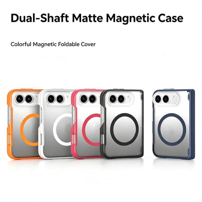 For iPhone Fold Spring Hinge Protection Magnetic Phone Case(White)