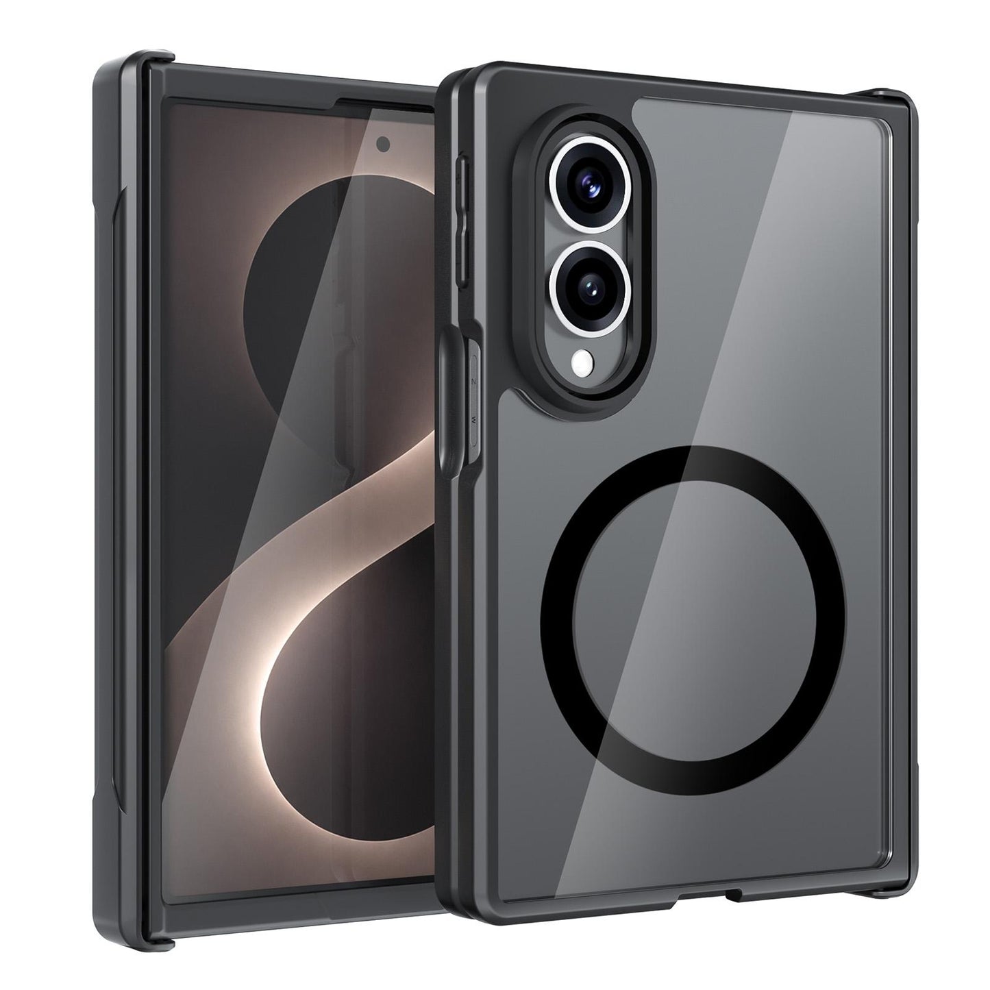 For Galaxy Z Fold8 5G Hinge Protection Magnetic TPU Hybrid PC Phone Case(Matte Black)