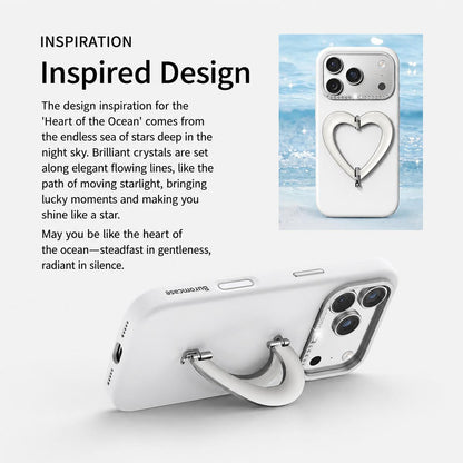 For iPhone 18 Pro Liquid Silicone Metal Heart-Shaped Kickstand Phone Case(Purple)