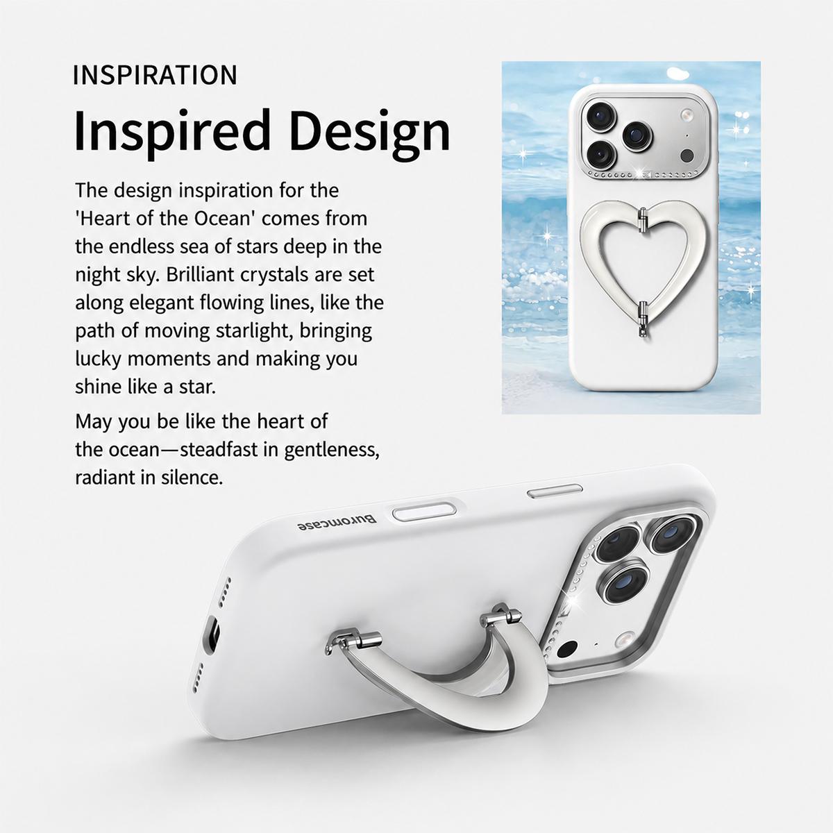 For iPhone 18 Pro Max Liquid Silicone Metal Heart-Shaped Kickstand Phone Case(Orange)