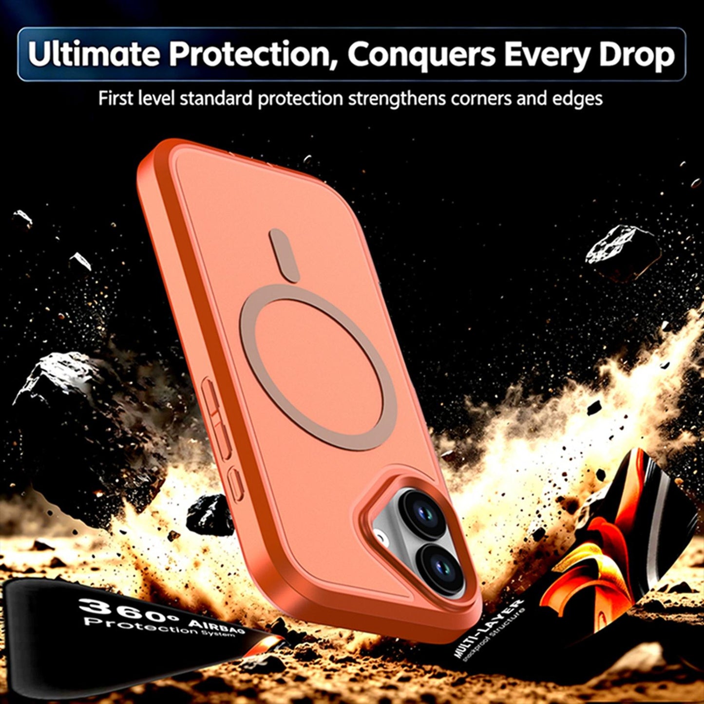 For iPhone 17 Silicone Magnetic Anti-drop Protective Phone Case(Orange)