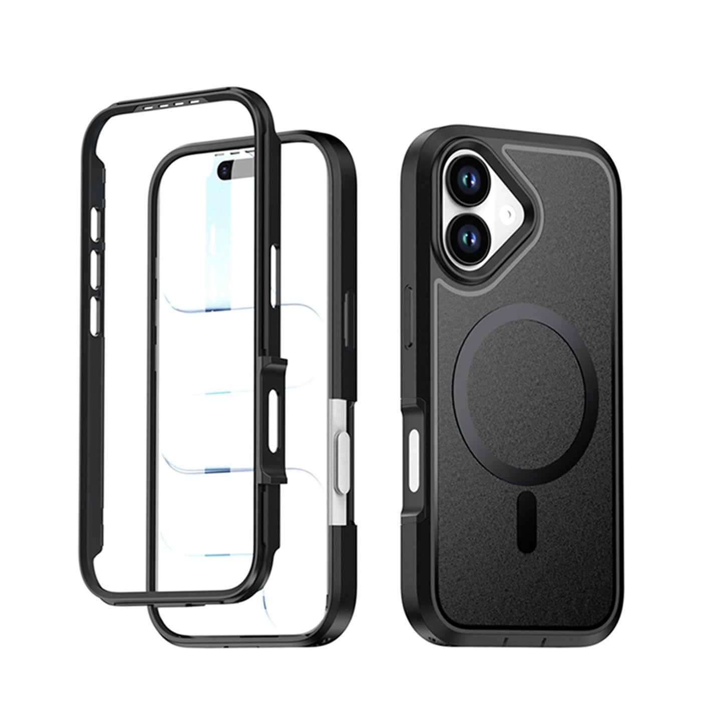 For iPhone 17 Silicone Magnetic Anti-drop Protective Phone Case(Black + Black)
