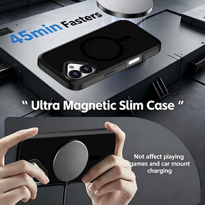 For iPhone 17 Silicone Magnetic Anti-drop Protective Phone Case(Black + Black)