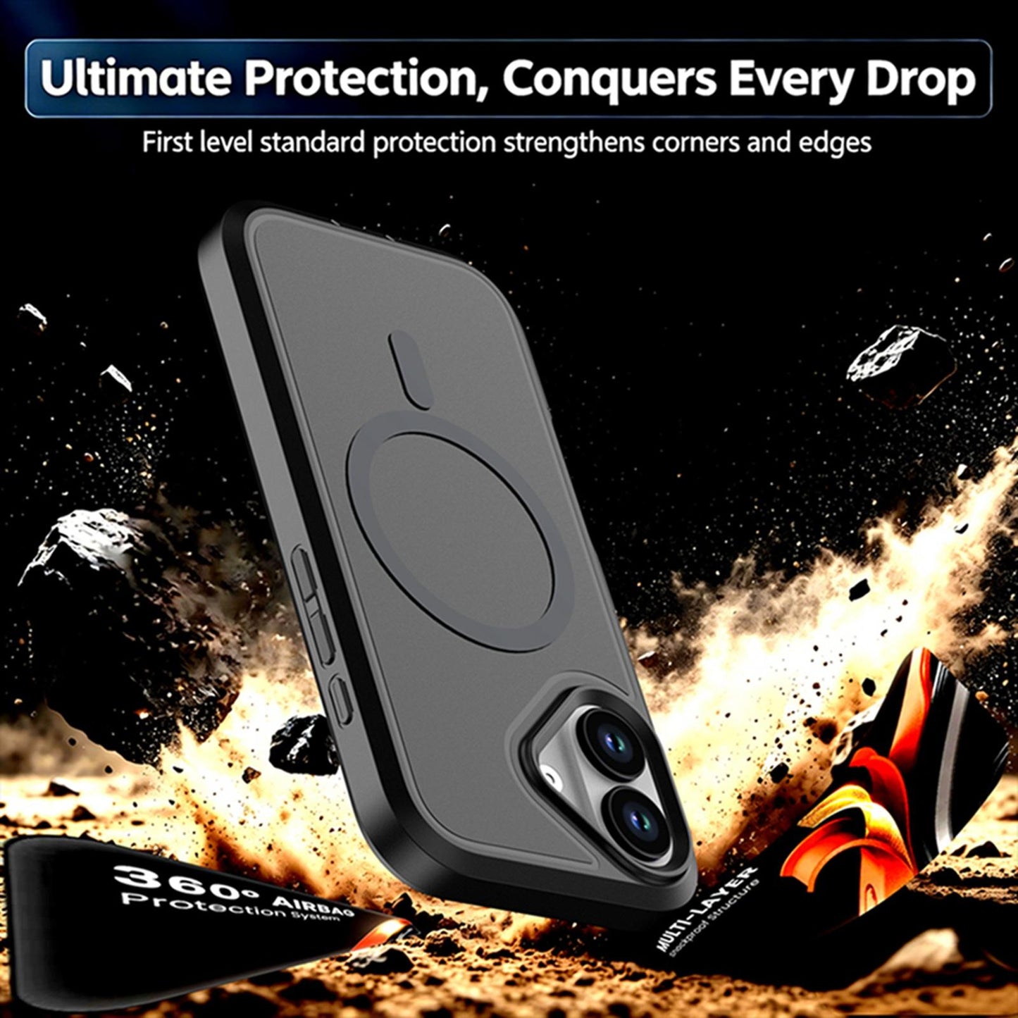 For iPhone 17 Silicone Magnetic Anti-drop Protective Phone Case(Black + Black)