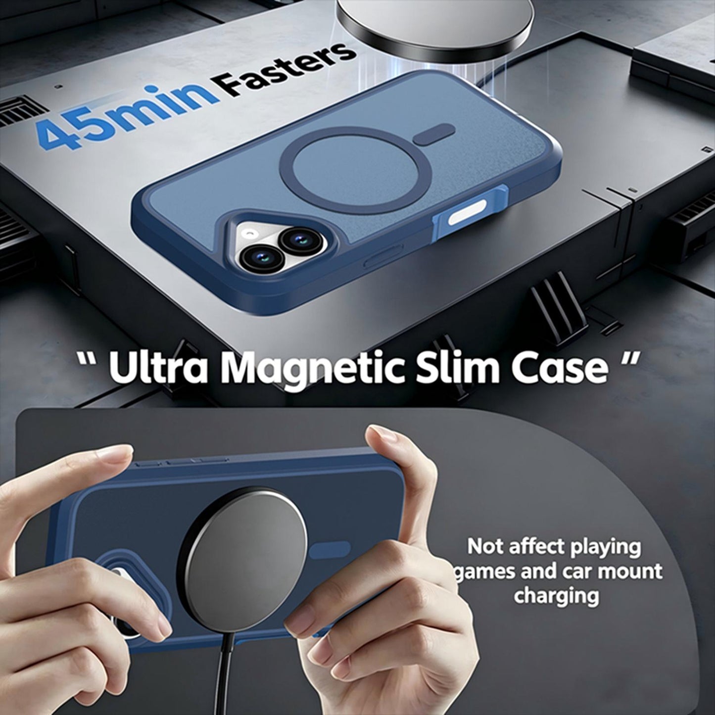 For iPhone 17 Silicone Magnetic Anti-drop Protective Phone Case(Blue)