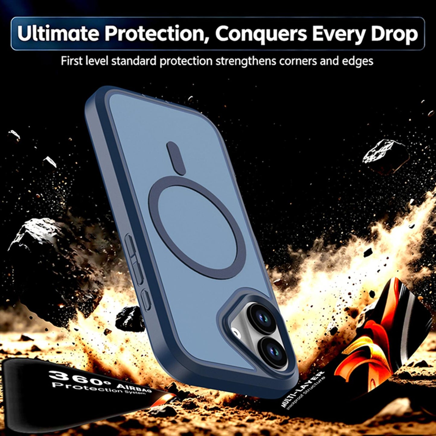 For iPhone 17 Silicone Magnetic Anti-drop Protective Phone Case(Blue)