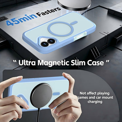 For iPhone 17 Silicone Magnetic Anti-drop Protective Phone Case(Light Blue)