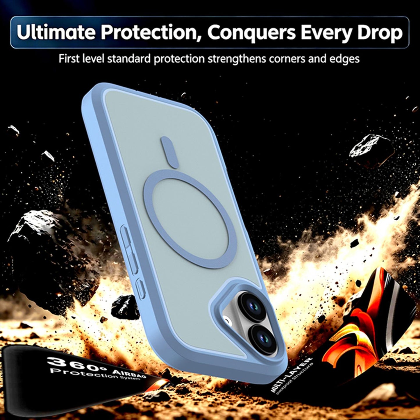 For iPhone 17 Silicone Magnetic Anti-drop Protective Phone Case(Light Blue)