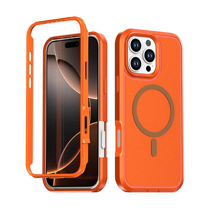 For iPhone 16 Pro Max Silicone Magnetic Anti-drop Protective Phone Case(Orange)