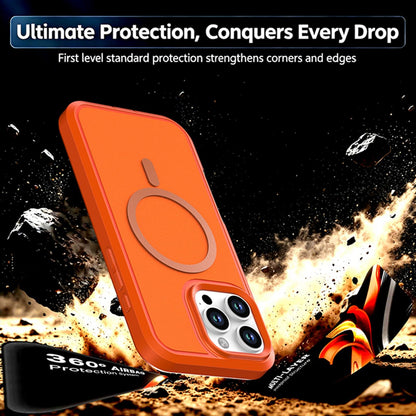 For iPhone 16 Pro Max Silicone Magnetic Anti-drop Protective Phone Case(Orange)
