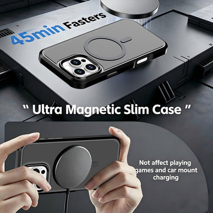 For iPhone 16 Pro Max Silicone Magnetic Anti-drop Protective Phone Case(Black + Black)