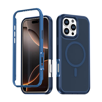 For iPhone 16 Pro Max Silicone Magnetic Anti-drop Protective Phone Case(Blue)