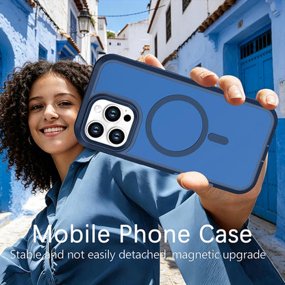 For iPhone 16 Pro Max Silicone Magnetic Anti-drop Protective Phone Case(Blue)