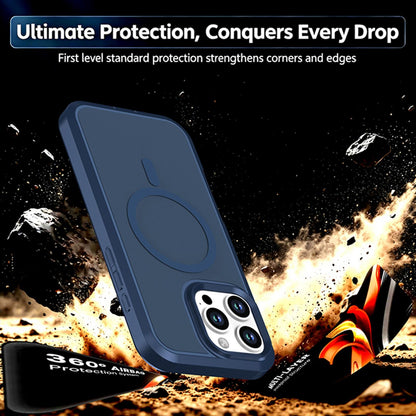 For iPhone 16 Pro Max Silicone Magnetic Anti-drop Protective Phone Case(Blue)