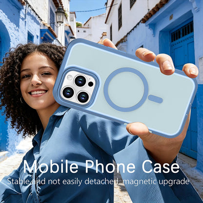 For iPhone 16 Pro Max Silicone Magnetic Anti-drop Protective Phone Case(Light Blue)