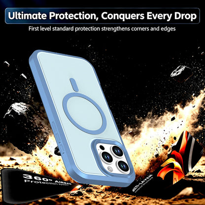 For iPhone 16 Pro Max Silicone Magnetic Anti-drop Protective Phone Case(Light Blue)