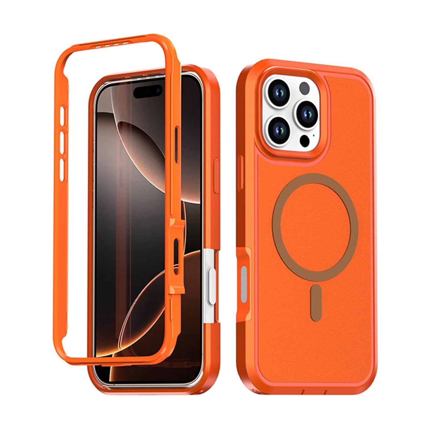 For iPhone 16 Pro Silicone Magnetic Anti-drop Protective Phone Case(Orange)
