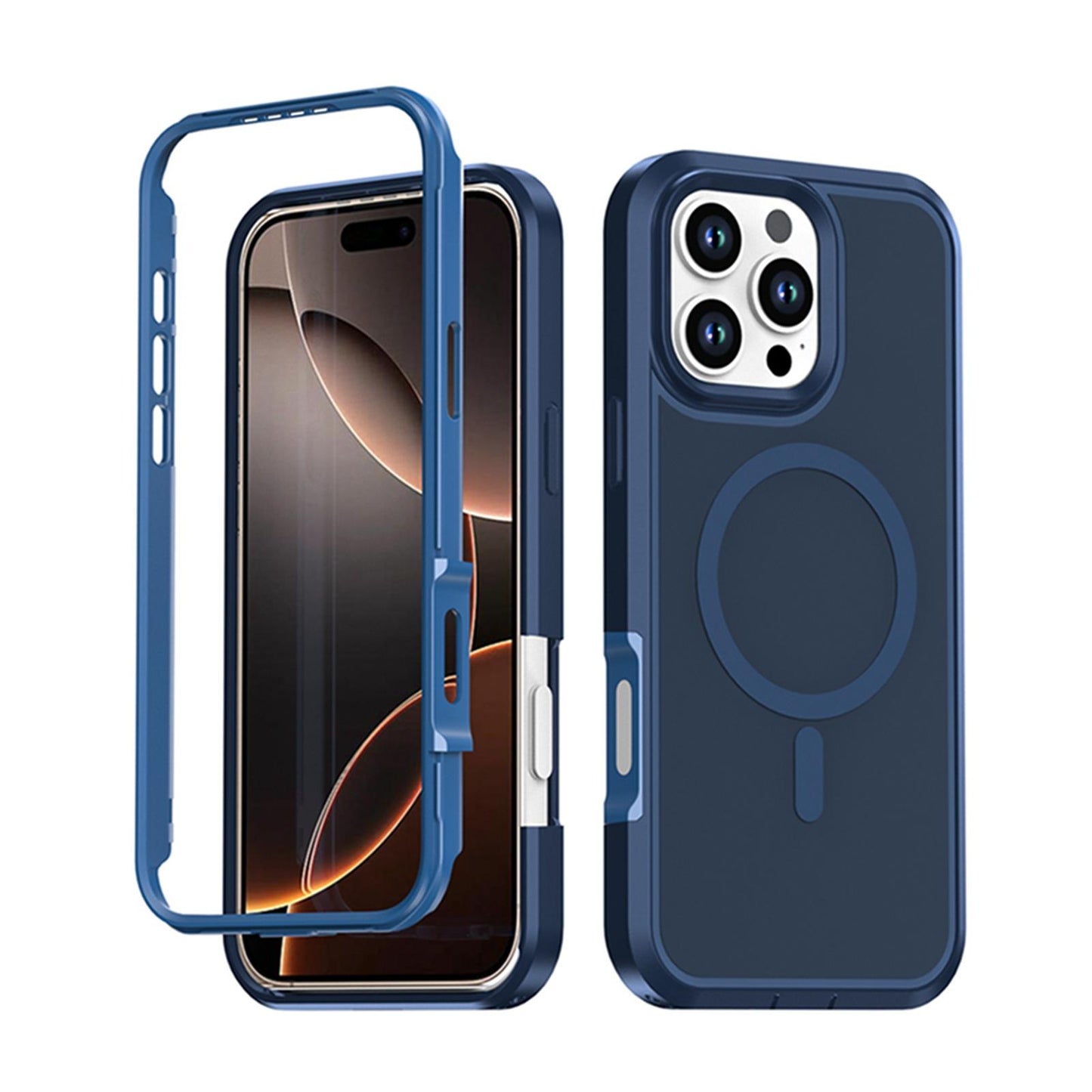 For iPhone 16 Pro Silicone Magnetic Anti-drop Protective Phone Case(Blue)