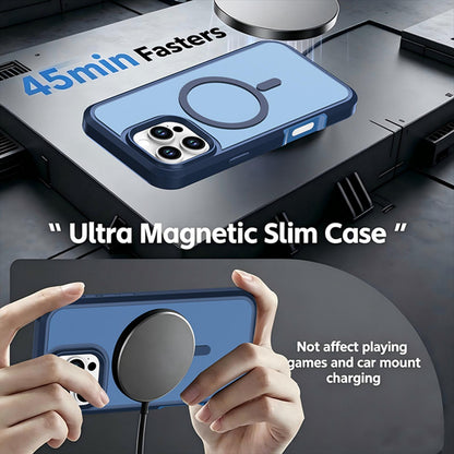 For iPhone 16 Pro Silicone Magnetic Anti-drop Protective Phone Case(Blue)