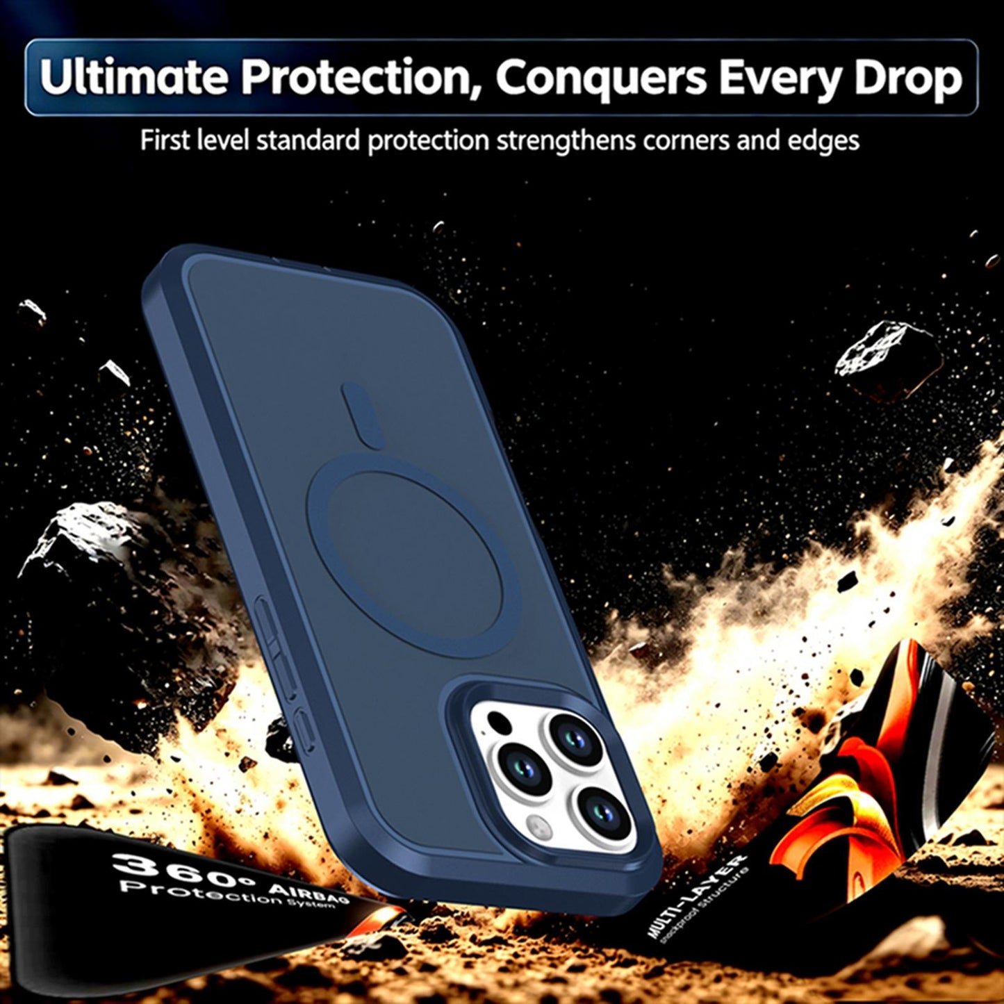 For iPhone 16 Pro Silicone Magnetic Anti-drop Protective Phone Case(Blue)