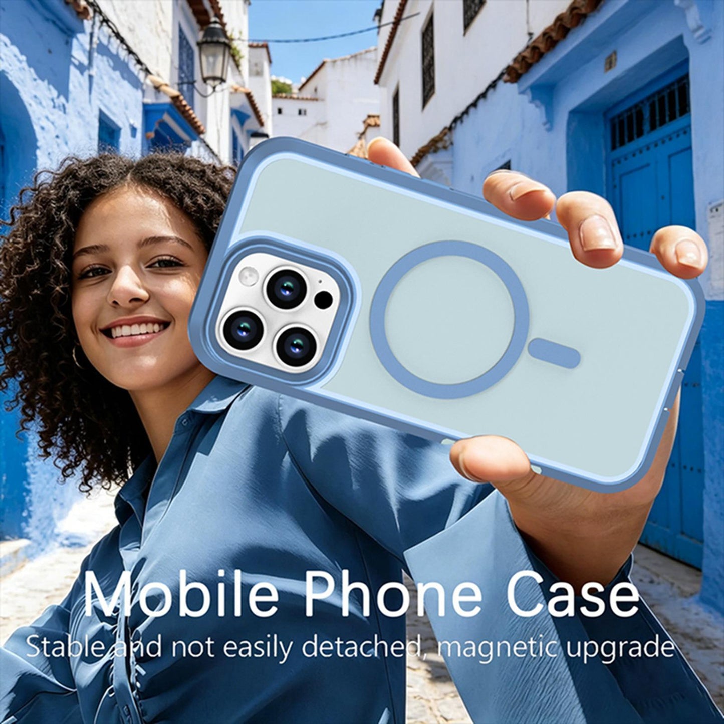 For iPhone 16 Pro Silicone Magnetic Anti-drop Protective Phone Case(Light Blue)