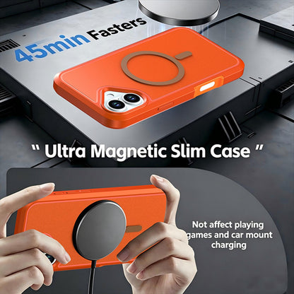 For iPhone 16 Plus Silicone Magnetic Anti-drop Protective Phone Case(Orange)