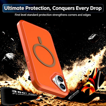 For iPhone 16 Plus Silicone Magnetic Anti-drop Protective Phone Case(Orange)