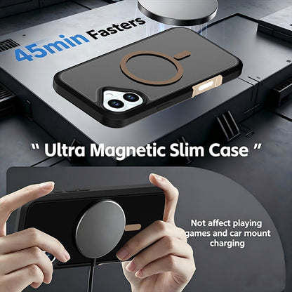 For iPhone 16 Plus Silicone Magnetic Anti-drop Protective Phone Case(Black + Gold)