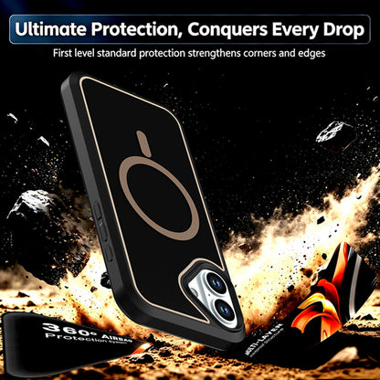 For iPhone 16 Plus Silicone Magnetic Anti-drop Protective Phone Case(Black + Gold)