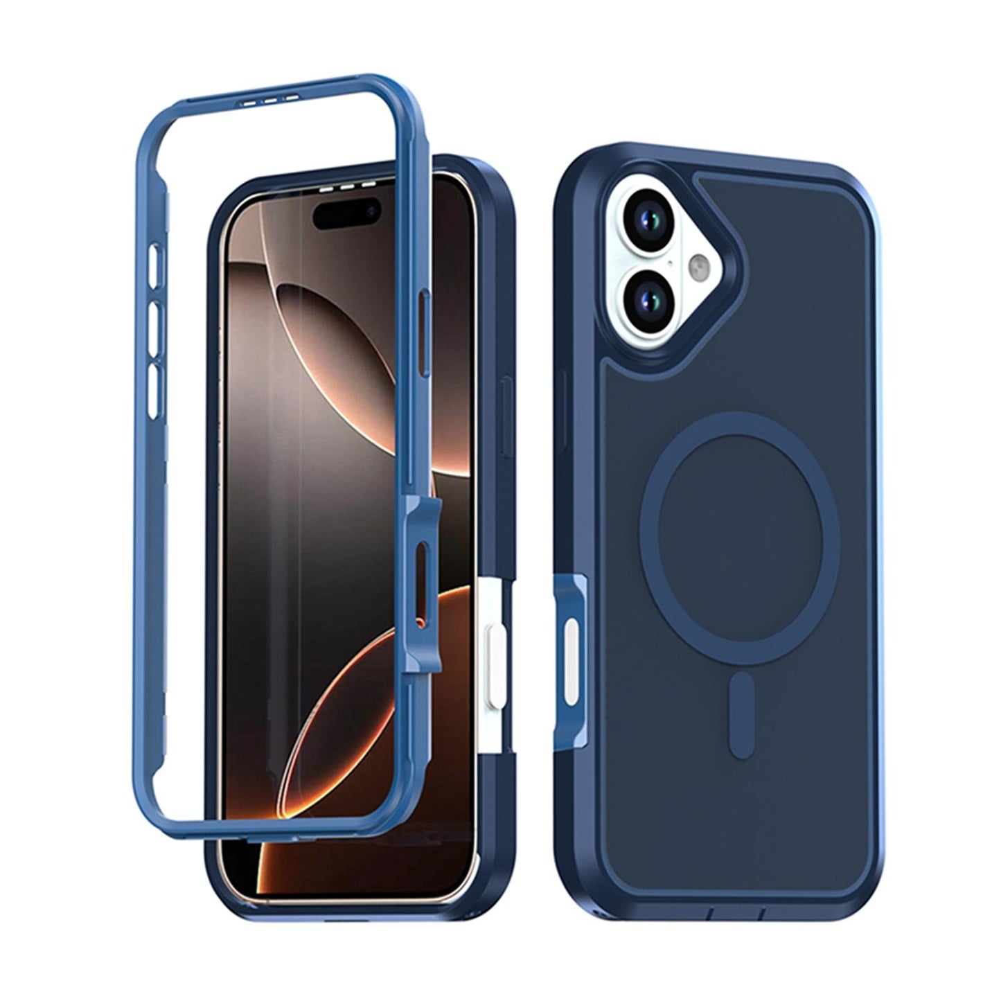 For iPhone 16 Plus Silicone Magnetic Anti-drop Protective Phone Case(Blue)