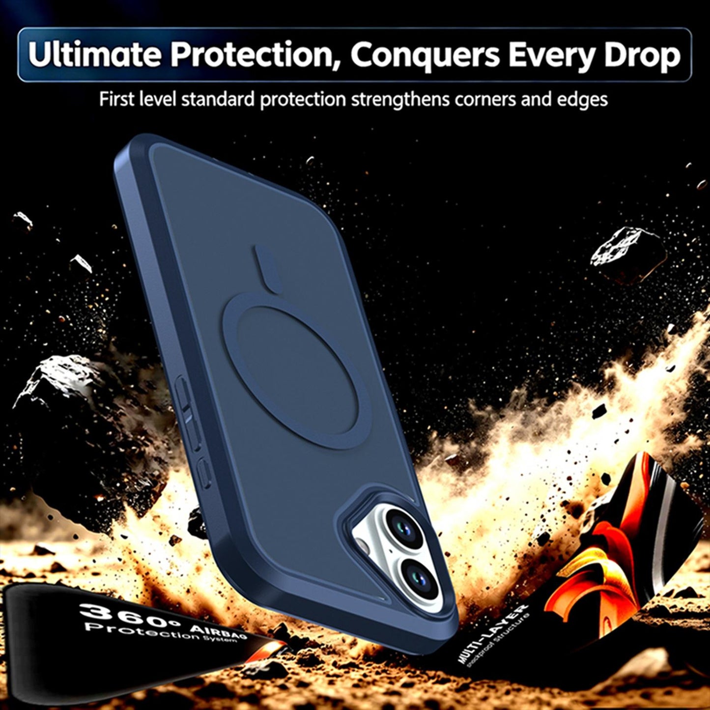 For iPhone 16 Plus Silicone Magnetic Anti-drop Protective Phone Case(Blue)