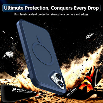 For iPhone 16 Plus Silicone Magnetic Anti-drop Protective Phone Case(Blue)