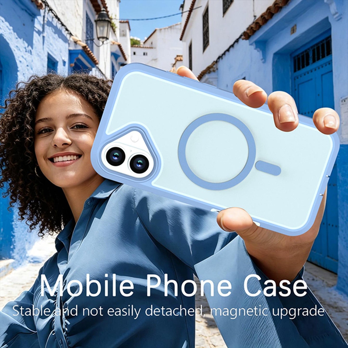 For iPhone 16 Plus Silicone Magnetic Anti-drop Protective Phone Case(Light Blue)