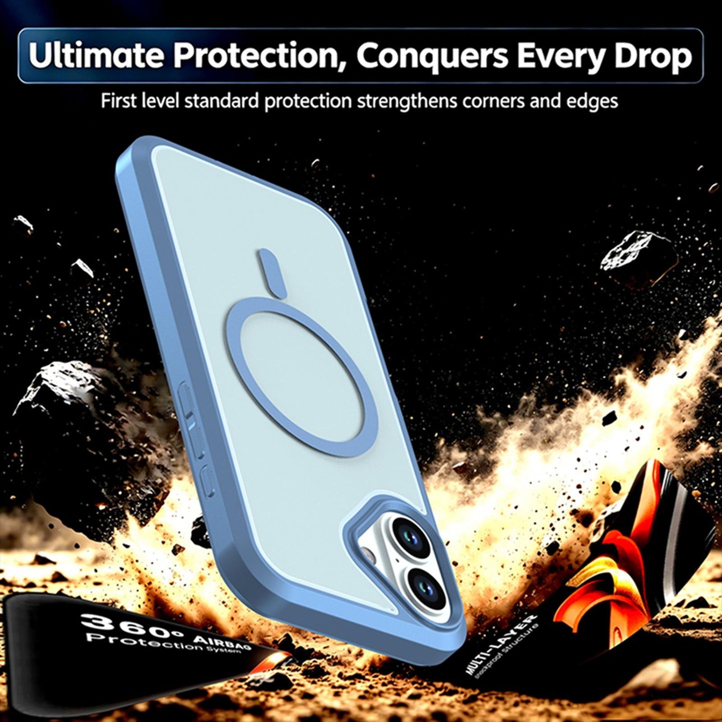 For iPhone 16 Plus Silicone Magnetic Anti-drop Protective Phone Case(Light Blue)