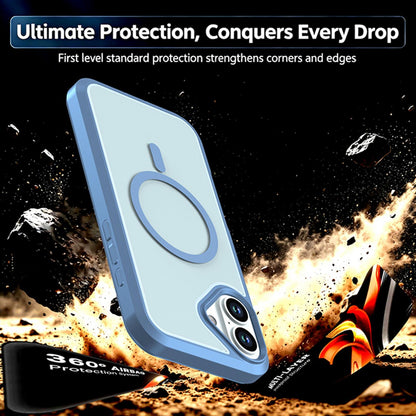 For iPhone 16 Plus Silicone Magnetic Anti-drop Protective Phone Case(Light Blue)
