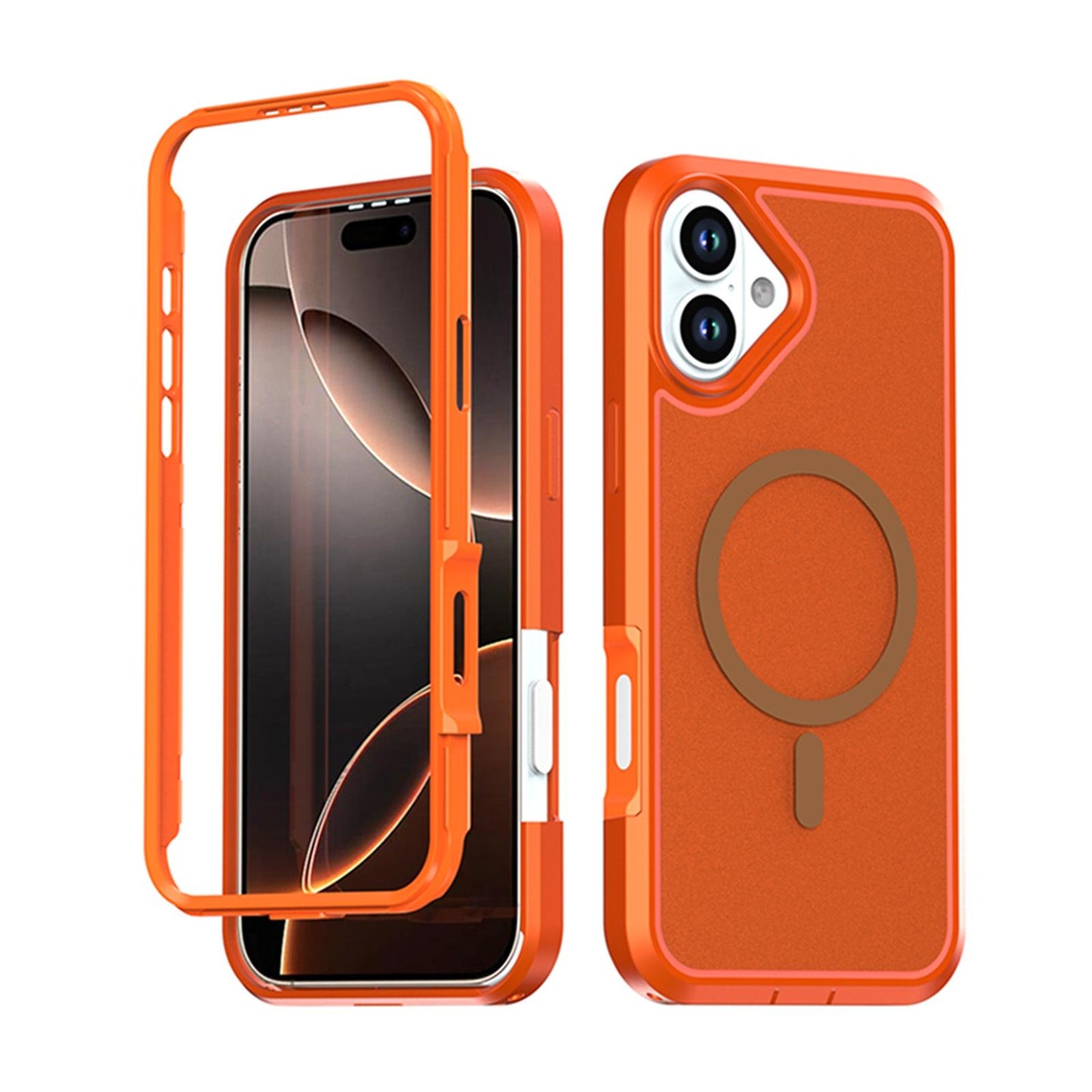 For iPhone 16 Silicone Magnetic Anti-drop Protective Phone Case(Orange)