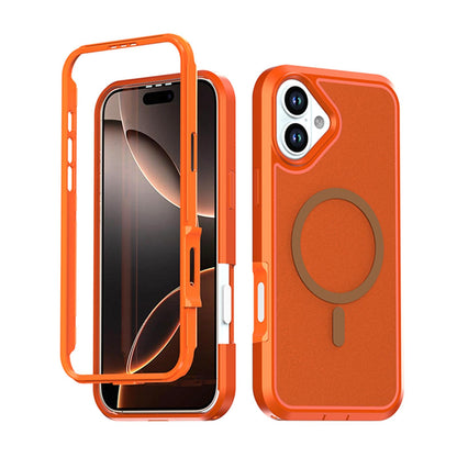 For iPhone 16 Silicone Magnetic Anti-drop Protective Phone Case(Orange)
