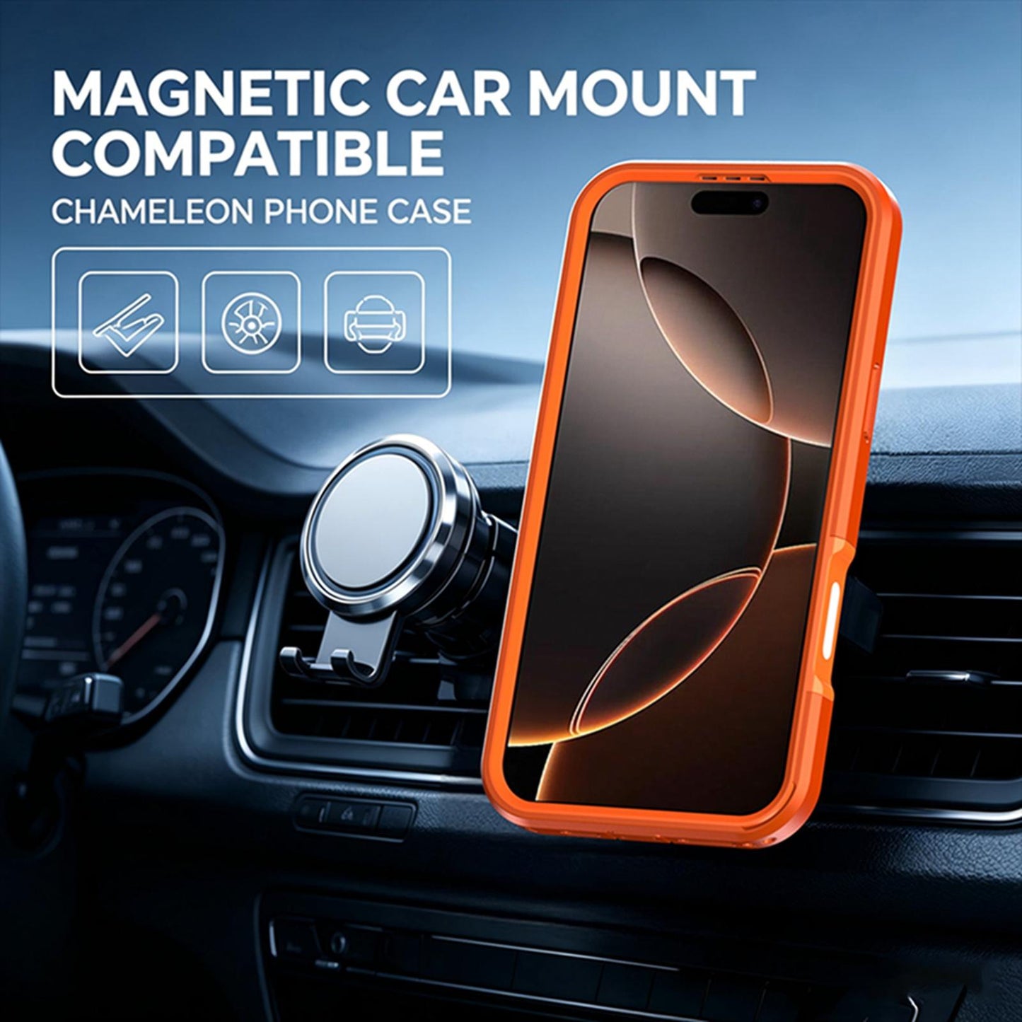 For iPhone 16 Silicone Magnetic Anti-drop Protective Phone Case(Orange)