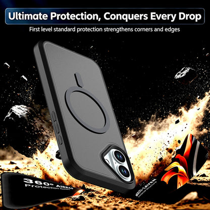 For iPhone 16 Silicone Magnetic Anti-drop Protective Phone Case(Black + Black)