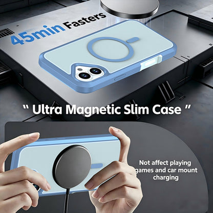 For iPhone 16 Silicone Magnetic Anti-drop Protective Phone Case(Light Blue)