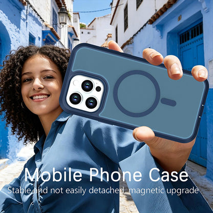 For iPhone 15 Pro Max Silicone Magnetic Anti-drop Protective Phone Case(Blue)