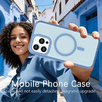 For iPhone 15 Pro Max Silicone Magnetic Anti-drop Protective Phone Case(Light Blue)