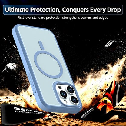 For iPhone 15 Pro Max Silicone Magnetic Anti-drop Protective Phone Case(Light Blue)