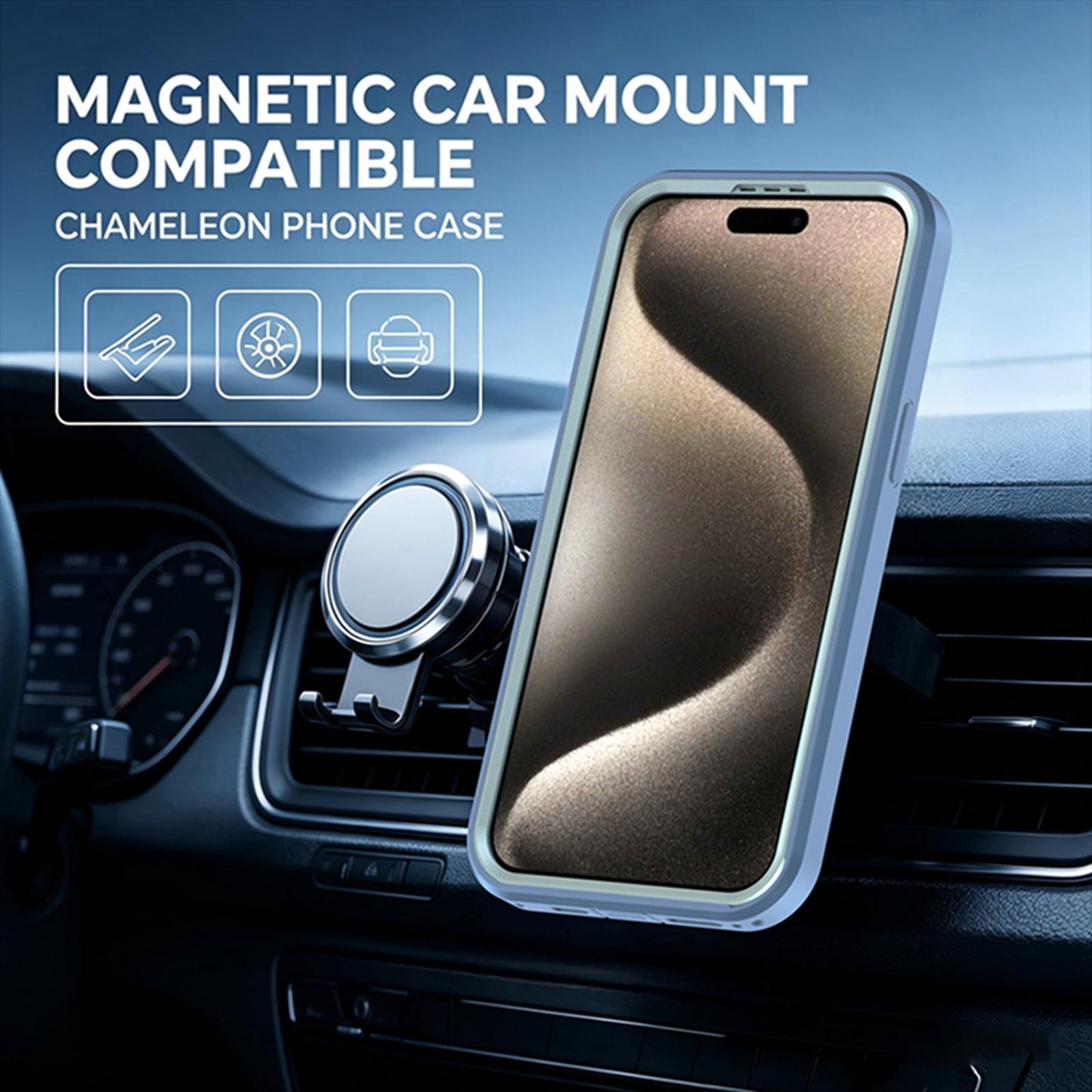 For iPhone 15 Pro Max Silicone Magnetic Anti-drop Protective Phone Case(Light Blue)