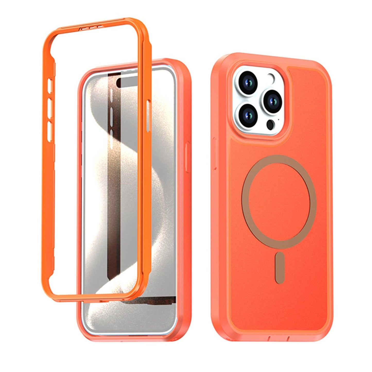 For iPhone 15 Pro Silicone Magnetic Anti-drop Protective Phone Case(Orange)
