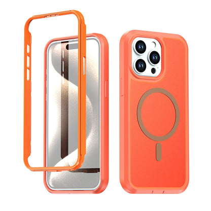For iPhone 15 Pro Silicone Magnetic Anti-drop Protective Phone Case(Orange)
