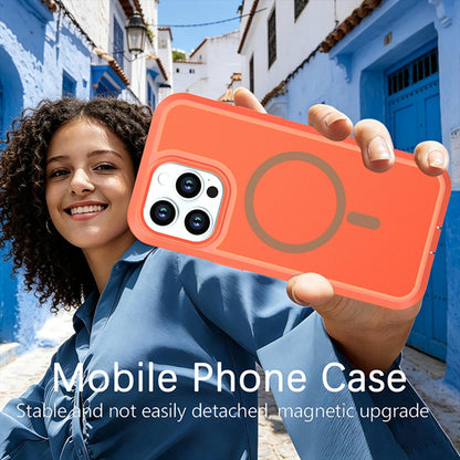 For iPhone 15 Pro Silicone Magnetic Anti-drop Protective Phone Case(Orange)